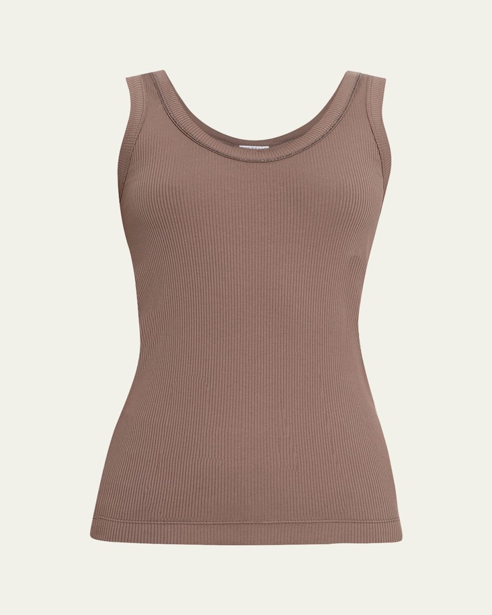 Monili Scoop-Neck Cotton Rib Tank Top
